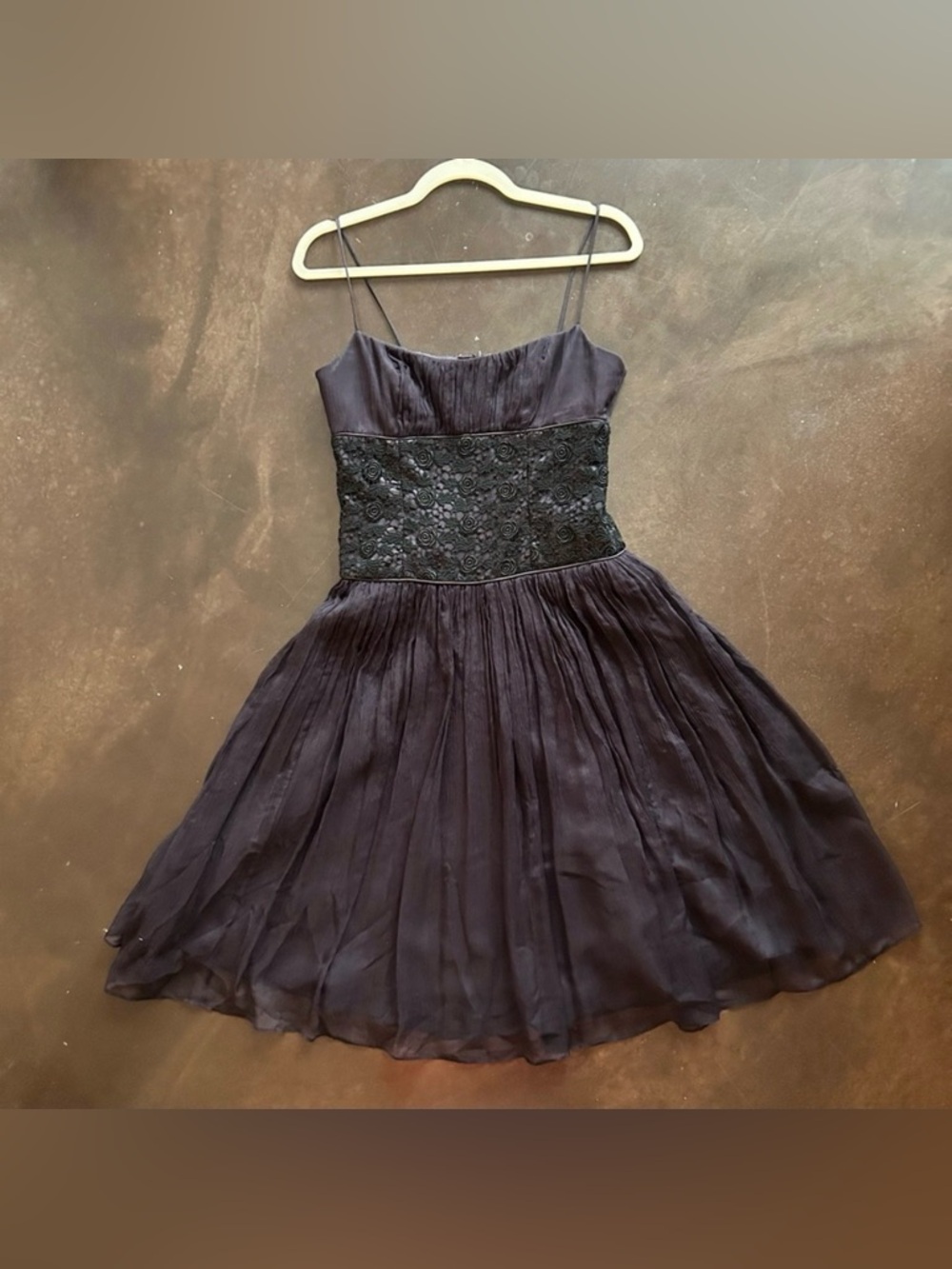 100% silk y2k cocktail dress in eggplant, Laundry By Shelli Segal, size 2